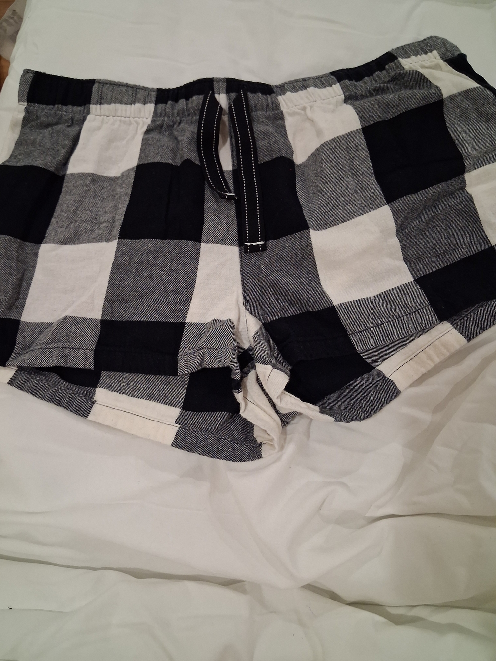 Old Navy Black and White Plaid Drawstring Athletic Shorts
